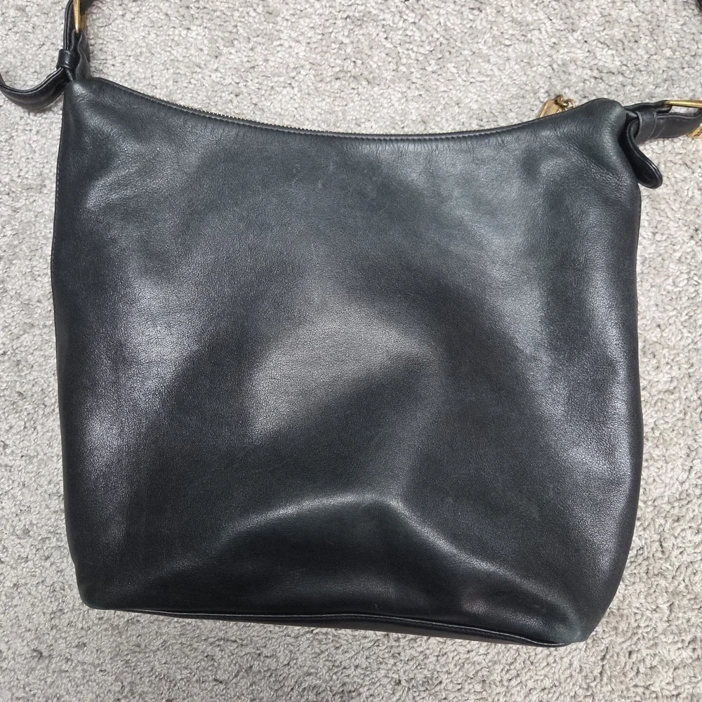 Vtg Ralph Lauren Purse Black Leather Hobo Shoulder Bag 90s Quiet Luxury Minimal